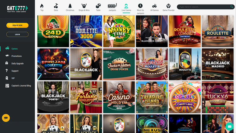 Casino Gate 777 avec croupier en direct sur ordinateur