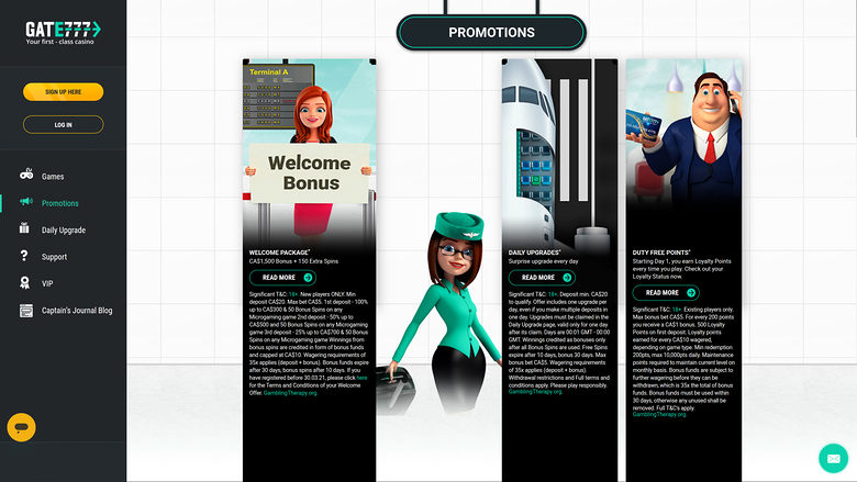 Promotions sur ordinateur du casino Gate 777