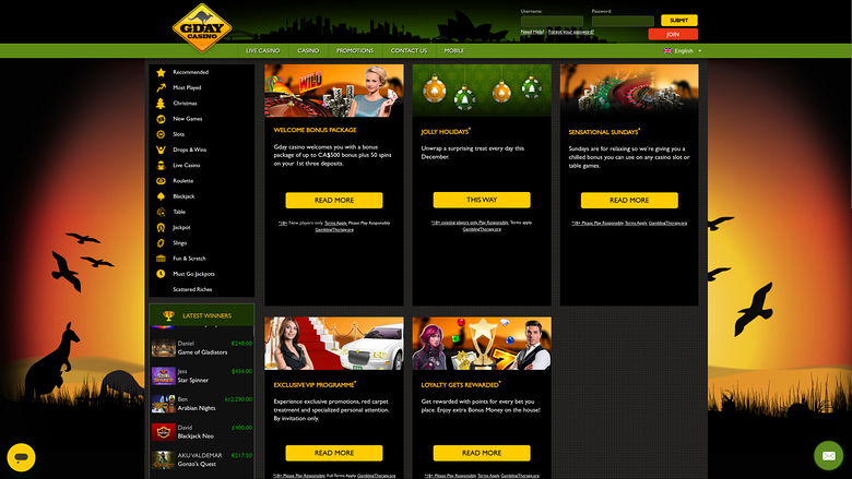 Promotions Gday Casino sur ordinateur