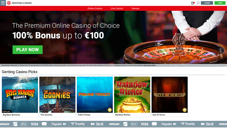 Page d'accueil du casino Genting pour ordinateur