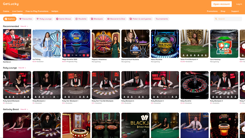 Get Lucky Casino Desktop Live Dealer