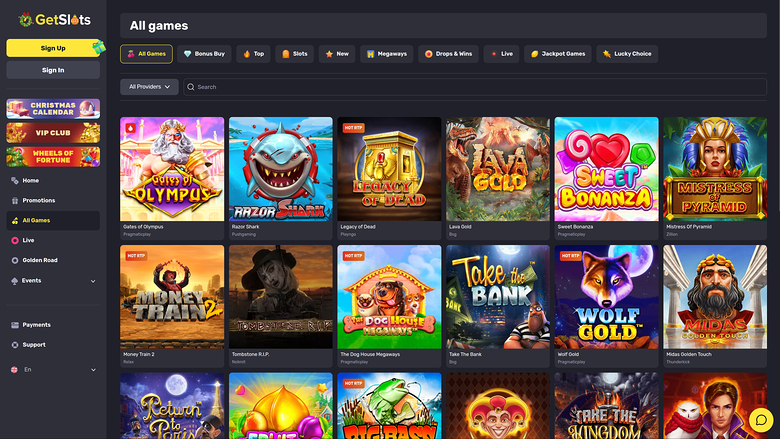 Jeux de casino GetSlots pour ordinateur