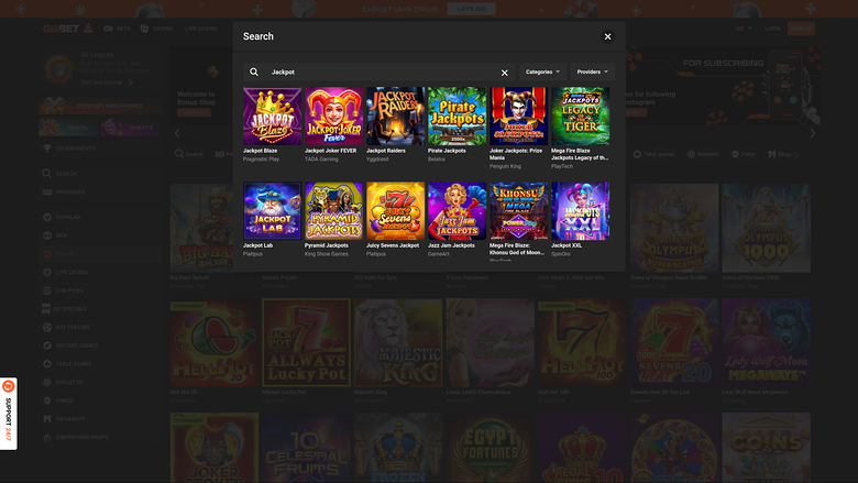 Jackpot desktop del casinò GG.bet
