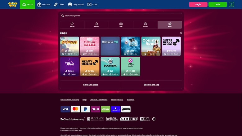 Giant Wins Casino Desktop Bingo