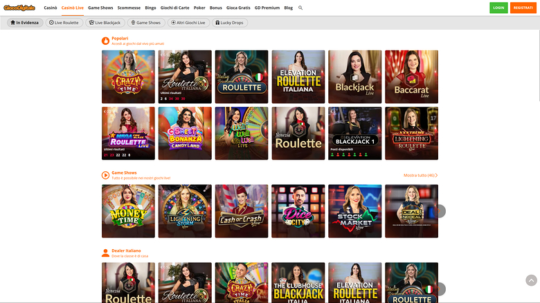 Casino Gioco Digitale Desktop avec Croupier en Direct