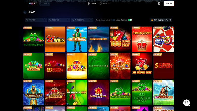 Gizbo Casino Desktop Jackpot