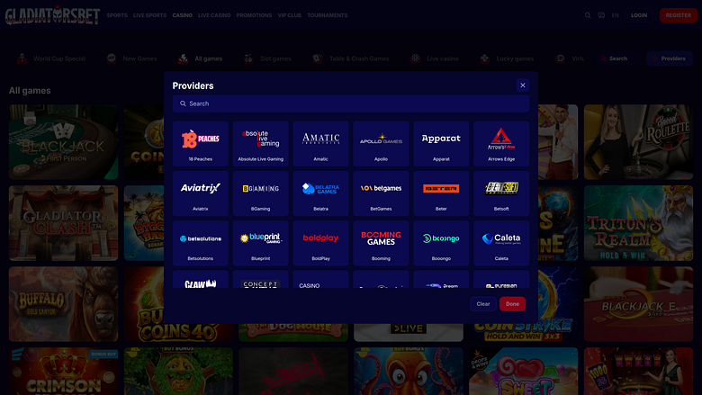 Разработчики настольных игр для казино Gladiatorsbet