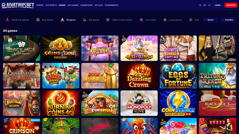Игры для ПК в казино Gladiatorsbet