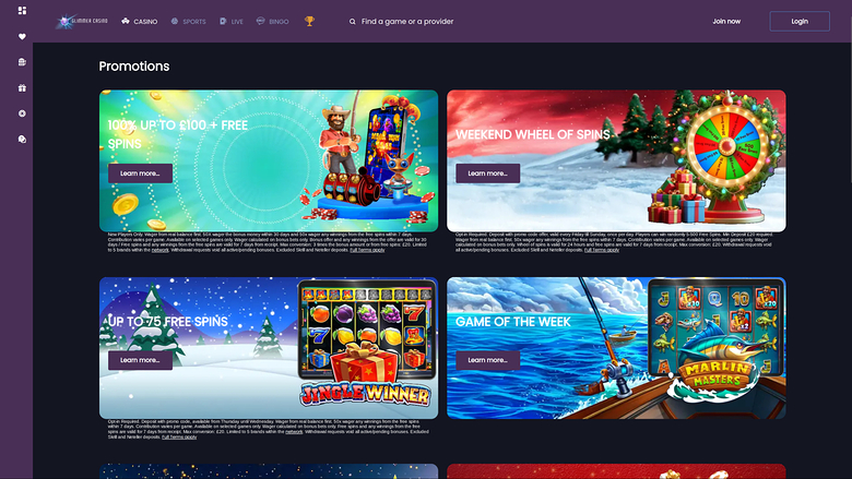 Promotions de Glimmer Casino sur ordinateur