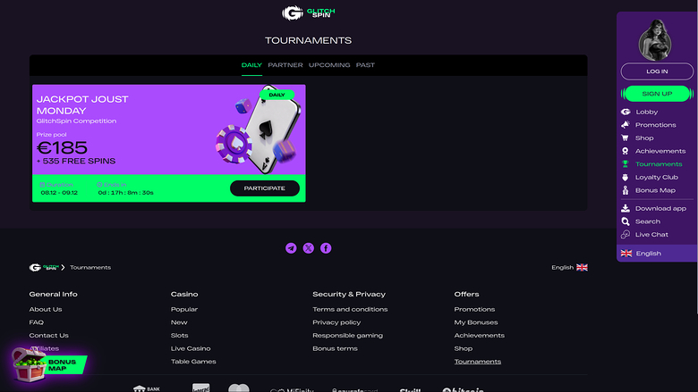 Glitchspin Casino Desktop Tournaments