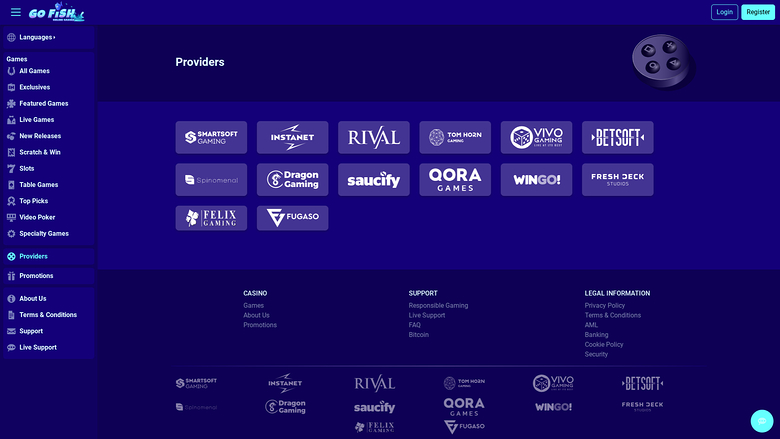 Développeurs du jeu Go Fish Casino pour ordinateur