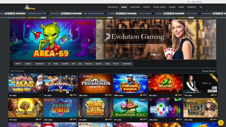 Homepage desktop di God Odds