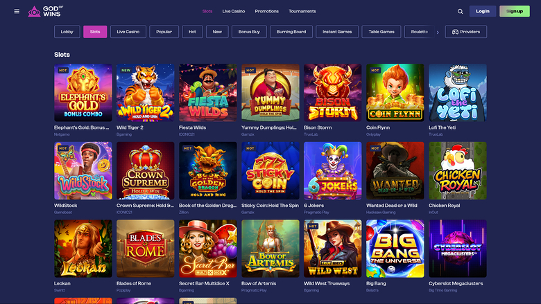 Jeux de casino God of Wins sur ordinateur