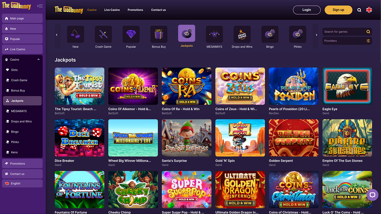 Jackpot de escritorio del casino GodBunny