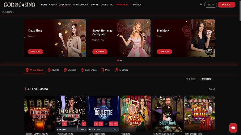 Live Dealers screenshot of God of Casino for Desktop