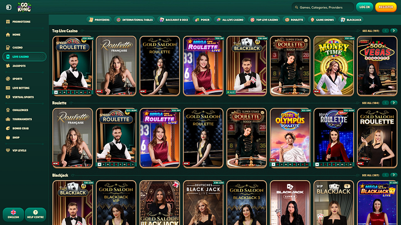 Казино GoKong Desktop с живым дилером