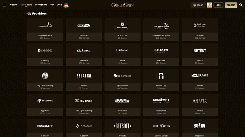 GoldSpin Casino Desktop Game Developers