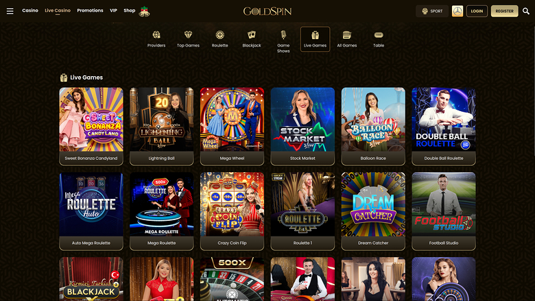 GoldSpin Casino Desktop Live Dealer
