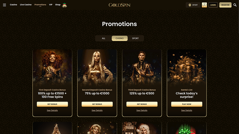 GoldSpin Casino Desktop Promotions