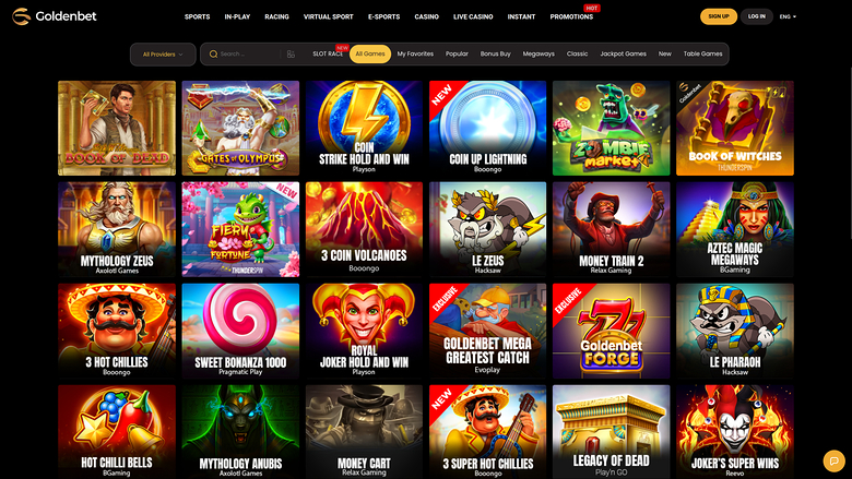 Jeux de casino GoldenBet sur ordinateur