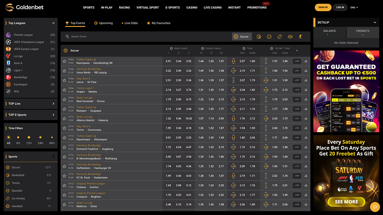 Sports sur ordinateur de bureau du casino GoldenBet