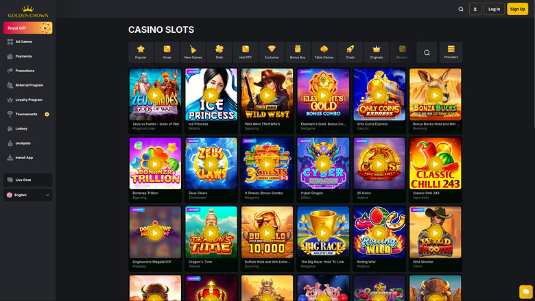 Jeux de casino Golden Crown sur ordinateur