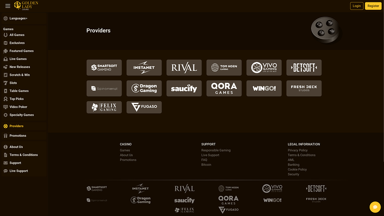 Développeurs du jeu de casino Golden Lady pour ordinateur