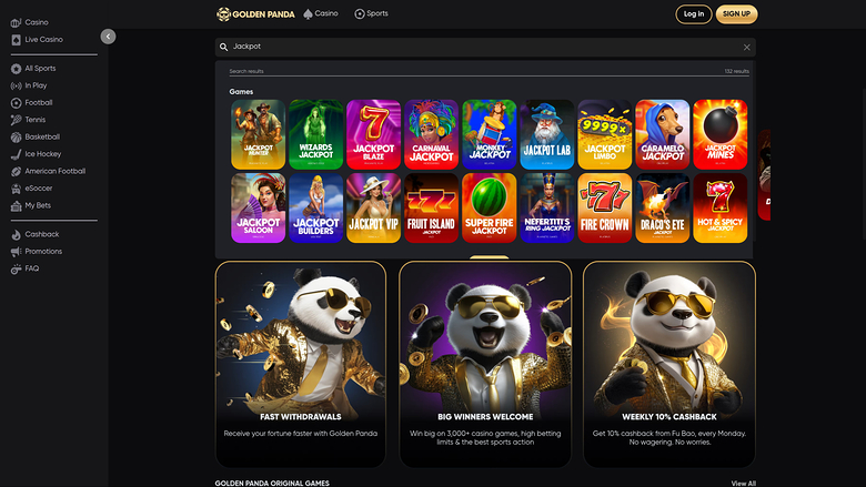Golden Panda Casino Desktop Jackpot