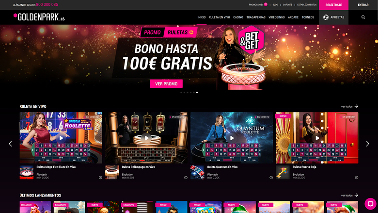 Pagina iniziale del desktop di GoldenPark