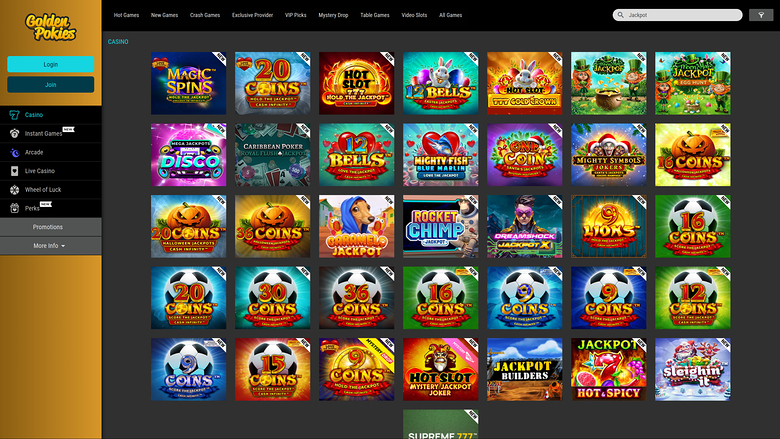 Jackpot du casino Golden Pokies sur ordinateur