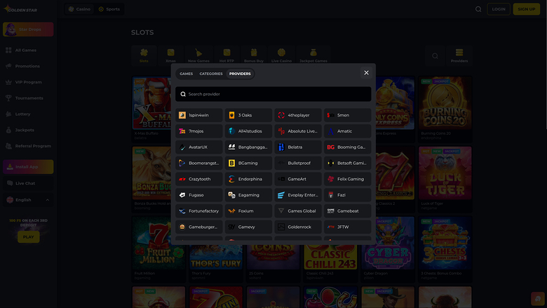 Développeurs du jeu de casino Golden Star pour ordinateur