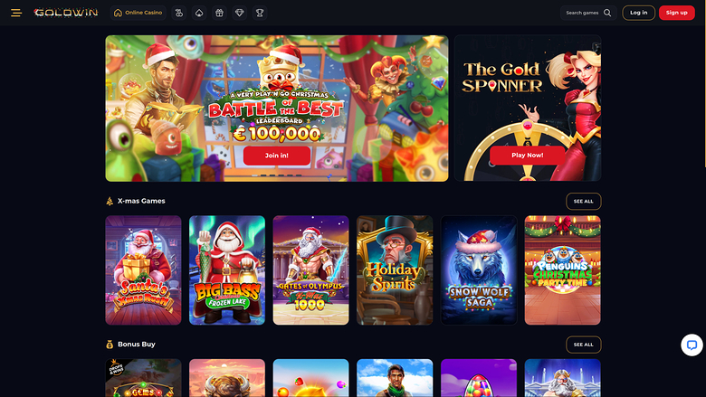 GoldWin Casino Desktop Homepage