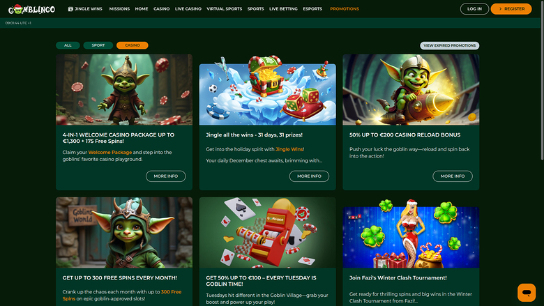 Promozioni desktop di Gomblingo Casino