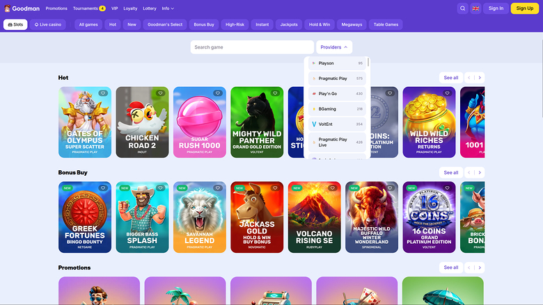 Développeurs de jeux de casino pour ordinateur Goodman