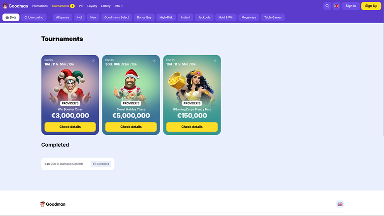 Tournois de casino Goodman sur ordinateur