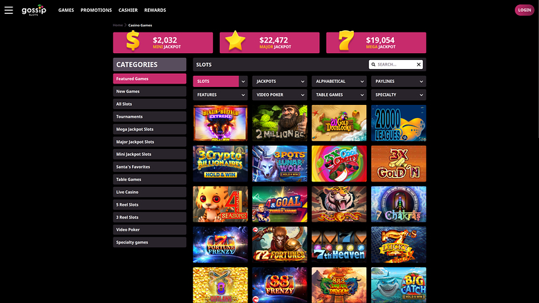 Juegos de escritorio de Gossip Slots Casino