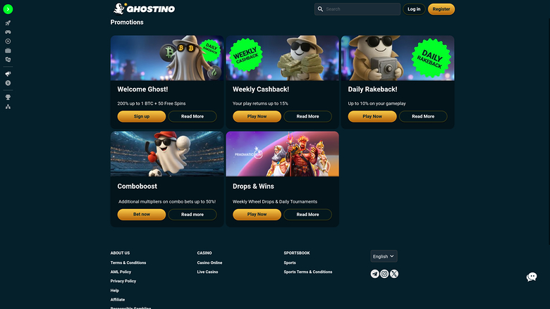 Ghostino Casino Promotions Desktop