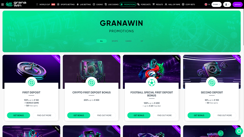 Акции казино GranaWin настольная версия