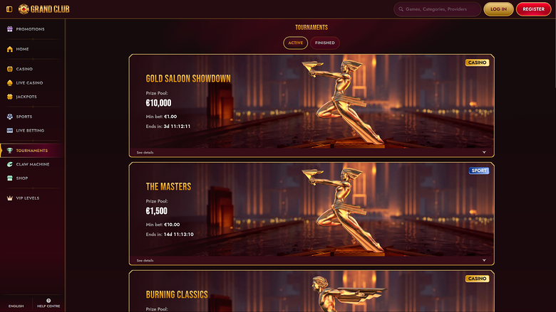 GrandClub Casino Desktop-Turniere