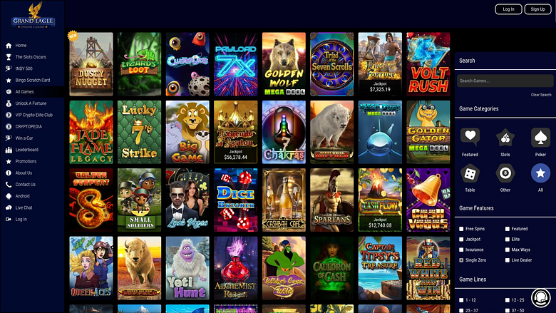 Jeux de casino Grand Eagle sur ordinateur