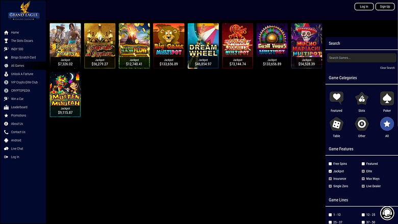 Jackpot de bureau du Grand Eagle Casino