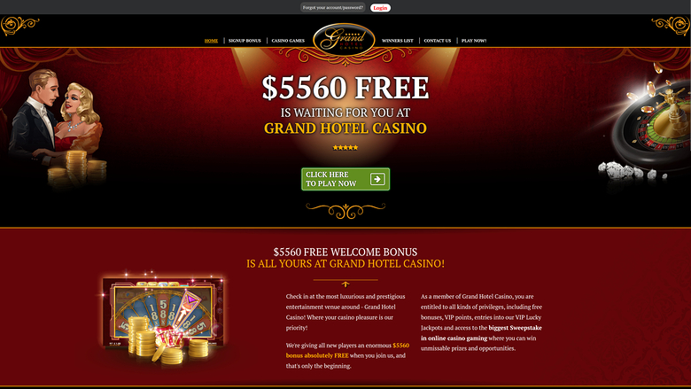 Page d'accueil du Grand Hotel Casino (ordinateur)