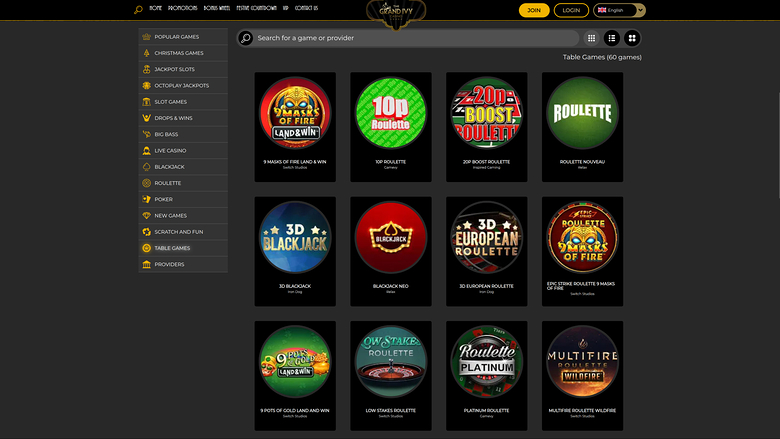 Grand Ivy Casino Desktop Table Games