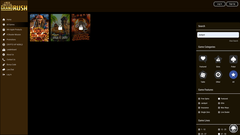 Grand Rush Casino Desktop-Jackpot