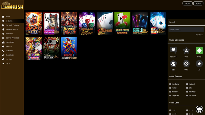 Grand Rush Casino Desktop-Poker