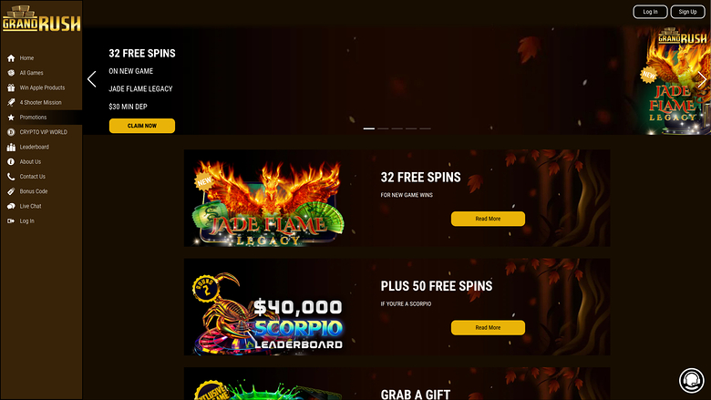 Grand Rush Casino Desktop-Aktionen