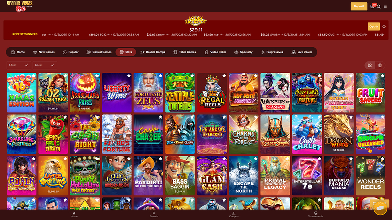 Jeux de casino Grande Vegas sur ordinateur