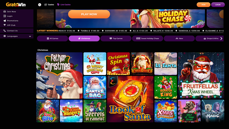 Рождественские игры Grato Win Casino для рабочего стола