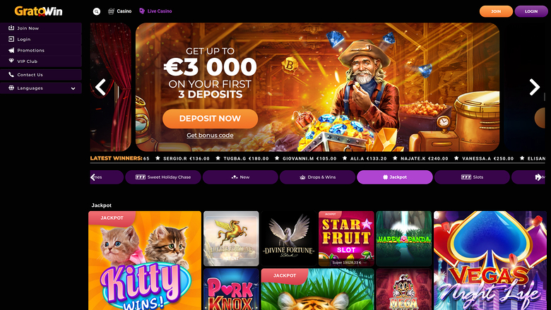 Джекпот на рабочем столе казино Grateful Win