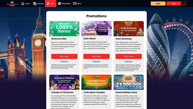 Great Britain Casino Desktop Promotions